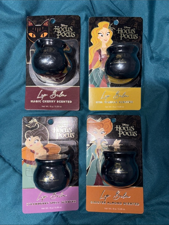 Disney Other - Disney Hocus Pocus Black Cauldron Lip Balm Set w/ faces on lids